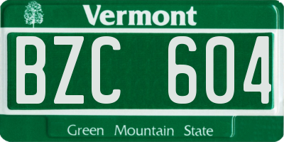 VT license plate BZC604