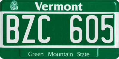 VT license plate BZC605