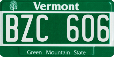 VT license plate BZC606