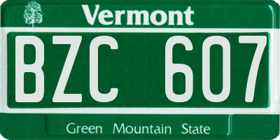 VT license plate BZC607
