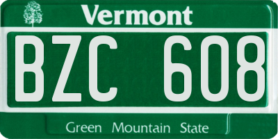 VT license plate BZC608