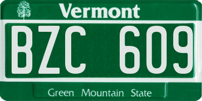 VT license plate BZC609