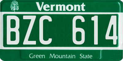 VT license plate BZC614