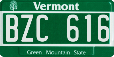 VT license plate BZC616