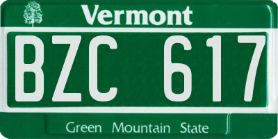 VT license plate BZC617