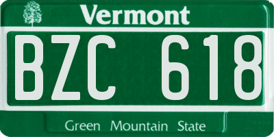 VT license plate BZC618