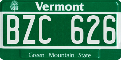 VT license plate BZC626