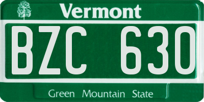 VT license plate BZC630