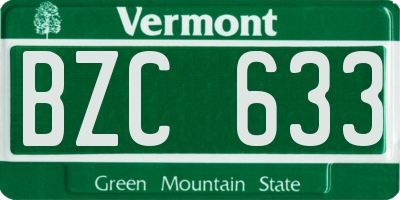 VT license plate BZC633