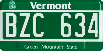 VT license plate BZC634