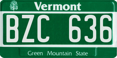 VT license plate BZC636