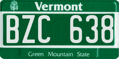 VT license plate BZC638
