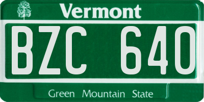 VT license plate BZC640