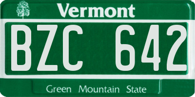 VT license plate BZC642