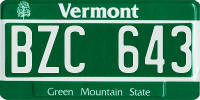 VT license plate BZC643