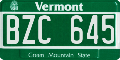 VT license plate BZC645