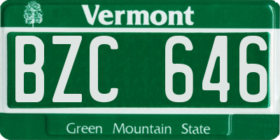 VT license plate BZC646