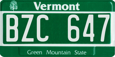 VT license plate BZC647