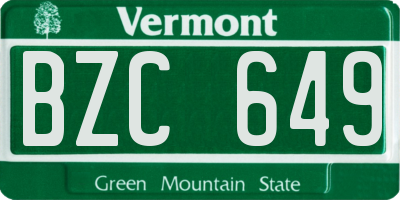 VT license plate BZC649