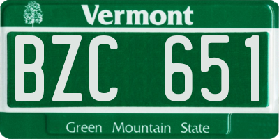 VT license plate BZC651