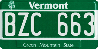 VT license plate BZC663
