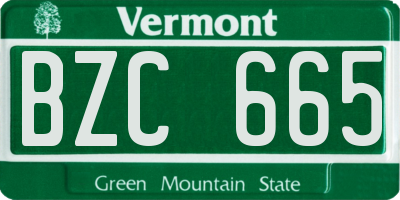 VT license plate BZC665