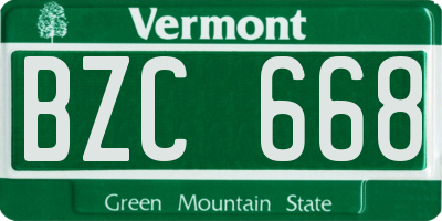 VT license plate BZC668