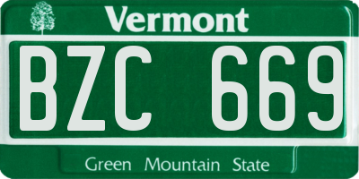 VT license plate BZC669