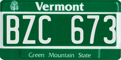 VT license plate BZC673