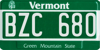 VT license plate BZC680