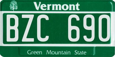 VT license plate BZC690