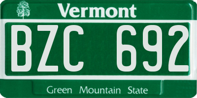 VT license plate BZC692