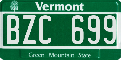 VT license plate BZC699