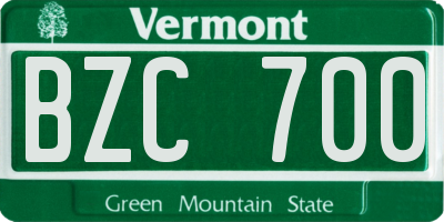 VT license plate BZC700