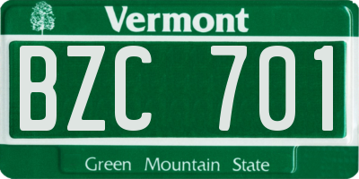 VT license plate BZC701