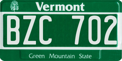 VT license plate BZC702