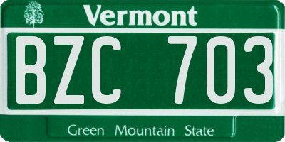 VT license plate BZC703