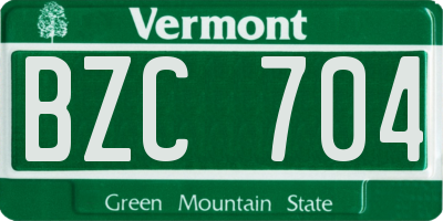 VT license plate BZC704
