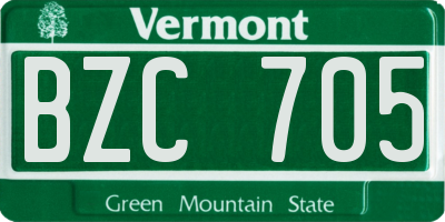 VT license plate BZC705