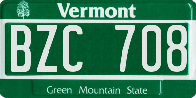 VT license plate BZC708