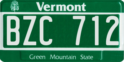 VT license plate BZC712