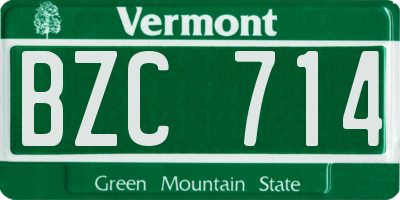 VT license plate BZC714