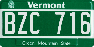VT license plate BZC716