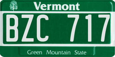 VT license plate BZC717