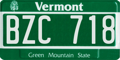 VT license plate BZC718