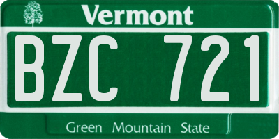 VT license plate BZC721