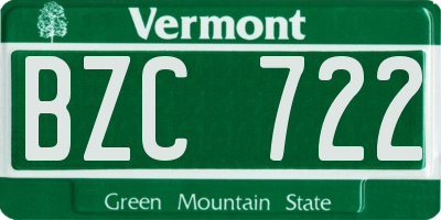 VT license plate BZC722