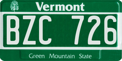 VT license plate BZC726