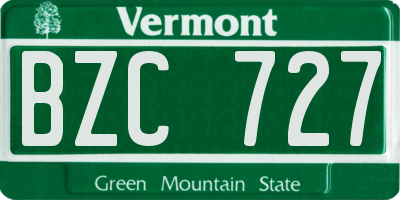 VT license plate BZC727