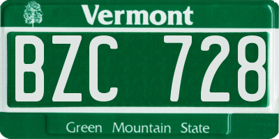 VT license plate BZC728